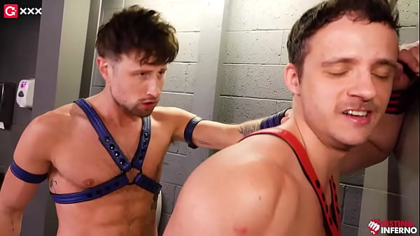 Alone in a rural bathroom Drew Dixon strokes his uncut cock at a urinal gay